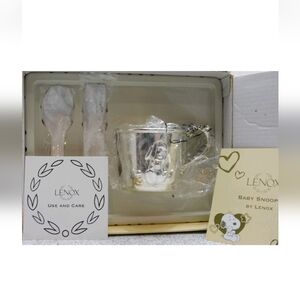 NIB Vintage Baby Snoopy By Lenox Silver Plated Feeding Set
